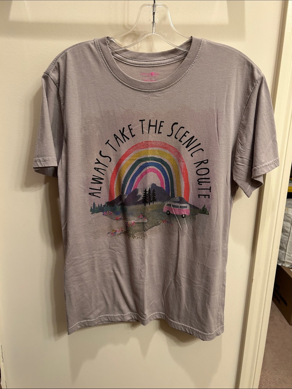 NATURAL LIFE Lavender Scenic Rainbow Graphic Tee